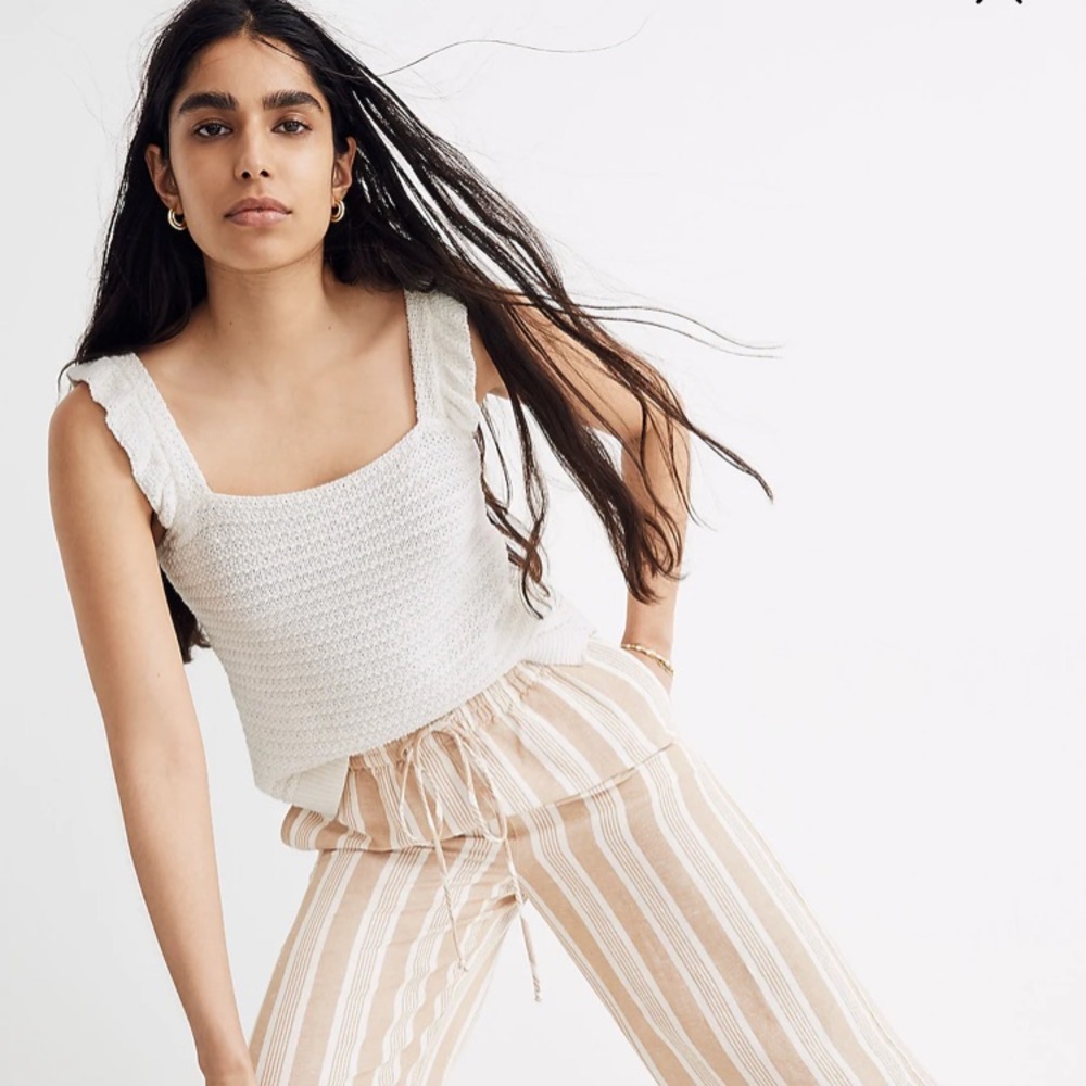 Madewell Crochet Ruffle Strap Tank XS Cream